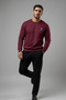 Men's Chest Lettering Printed Burgundy Sweatshirt - 3