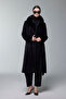 Black Coat with Fur Collar, Buttons and Belt Detail 13830 - 3
