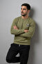 Men's Khaki Sweatshirt with Chest Text Print - 4