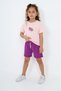 Girl's 2-Piece Set Printed Crew Neck T-Shirt & Elastic Waist Shorts - 2