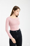 Women's Boat Neck Long Sleeve Slim Fit Basic Blouse (with Bandana Gift) - 3