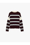 Buttoned Striped Comfortable Fit Polo Collar Sweater - 4
