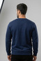 Men's Navy Blue Sweatshirt with Chest Text Print - 6