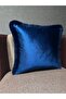 Exclusive Imported Atlas Navy Blue Color Tasseled Cushion Cover 43X43 cm - 3