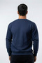 Men's Navy Blue Sweatshirt with Chest Text Print - 5