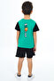 Boys' 2-Piece Set: Printed Crew Neck T-Shirt & Elastic Waist Pocket Shorts - 4