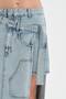Women's Denim Fabric Long Skirt with Mini Skirt Look on the Side - 8