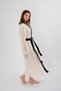 Muslin Kimono 100% Cotton Patternless Striped Bathrobe Kaftan Dressing Gown Ecru - 5