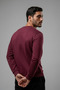Men's Chest Lettering Printed Burgundy Sweatshirt - 6