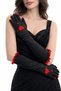 Black and White Long Party Gloves with Hearts