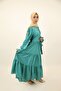 Yashab - Dazzling wrinkle free maxi dress with bow sleeves and ruched detailing with back tie belt - - 4