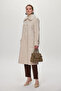 Fur Collar Detailed Pocketed Cashmere Beige Coat 13853 - 3