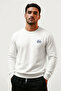 Men's Ecru Sweatshirt with Chest Text Print