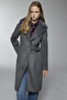 Double-Breasted Collar Belt Detailed Cashmere Smoked Coat 13404 - 4