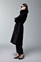 Black Coat with Fur Collar, Buttons and Belt Detail 13830 - 8