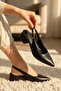 Costa Black Pointed Toe Heeled Ballerina Shoes with Side Buckle (4 cm Heel Length)