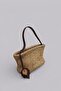 Calia Extra Light Soft Rope Weave Genuine Leather Detailed Clutch and Short Handle Women's Bag - 3