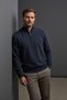 Interview Zippered Half Turtleneck Woolen Gray Navy Blue Knitwear Sweater - 4