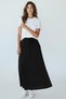 Women's Cotton Sports Skirt with Elastic Waist and Pockets, Cotton Gabardine Skirt - 2