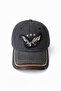 Vintage Look Denim Hat with Embroidery - Unisex Casual Baseball Cap