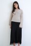 Beige Boat Neck Embossed Textured Knitwear Blouse Alc-X15278 - 5