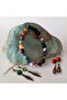 Indian Agate & Red Jasper Natural Stone 3-Piece Women's Jewelry Set – Bracelet & Dangle Earrings - 6