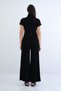 Black Stand Collar Zippered Half Sleeve Modal Blouse and Double Pocket Trouser Set Alc-X15296 - 6