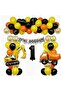 Construction Themed Birthday Balloon Set – Party Set with Construction Vehicles & Truck Figures