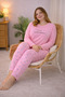 Women's Plus Size Long Sleeve Casual Pajama Set – Soft Textured Comfortable Loungewear - 5