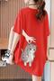 Hand and Cat Women's Oversize Basic Crew Neck Cotton T-Shirt Relaxed Fit Unisex
