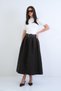 Bitter Brown Thick Belted Zippered Slit Detailed Pleated Midi Length Taffeta Skirt Alc-X15258