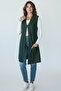 Women's Long Lace Vest with Three Button Pockets on the Front