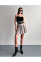 Women's Double Belted Pleated Skirt with Shorts Cream - 8