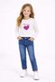 Girl's Heart Embroidered Combed Cotton Top with Elastic Waist Jeans 2-Piece Set - 2
