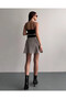 Women's Double Belted Pleated Skirt with Shorts Cream - 6