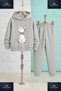 Children's Unisex Cat Black Pencil Pink Ribbon 3-Piece Hooded Tracksuit Set - 3