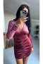 V-neck velvet dress with pleates - 3