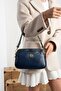Women's Navy Blue Soft Faux Leather Multi-Compartment Crossbody Bag - 3
