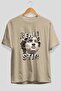 Realistic Front Printed Beige Oversize T-Shirt Men Women Cotton Crew Neck T-Shirt