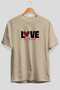 Love Front Printed Beige Oversize T-Shirt Men's Women's Cotton Crew Neck T-Shirt