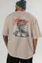 Brave Back Printed Beige Oversize T-Shirt Men's Women's Cotton Crew Neck T-Shirt - 5
