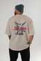 Angels Back Printed Beige Oversize T-Shirt Men's Women's Cotton Crew Neck T-Shirt - 4