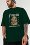 Fighter Front Printed Green Oversize T-Shirt Men Women Cotton Crew Neck Tshirt - 3
