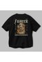 Fighter Back Printed Black Oversize T-Shirt Men Women Cotton Crew Neck T-Shirt - 3