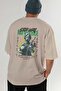 Stop War Back Printed Beige Oversize T-Shirt Men Women Cotton Crew Neck T-Shirt - 6