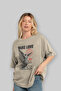 Make Love Front Printed Beige Oversize T-Shirt Men Women Cotton Crew Neck T-Shirt - 4