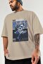 Hermes 2 Front Printed Beige Oversize T-Shirt Men Women Cotton Crew Neck T-Shirt - 3