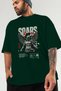 Soars Front Printed Green Oversize T-Shirt Men Women Cotton Crew Neck T-Shirt - 3