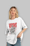 Visions Front Printed White Oversize T-Shirt Men Women Cotton Crew Neck Tshirt - 4