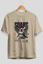 Soars Front Printed Beige Oversize T-Shirt Men Women Cotton Crew Neck T-Shirt